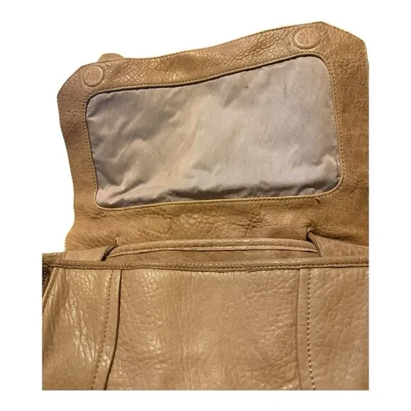 OLIVIA HARRIS Brown Leather Shoulder Bag/Crossbody - Military-ish Look - Picture 4 of 11